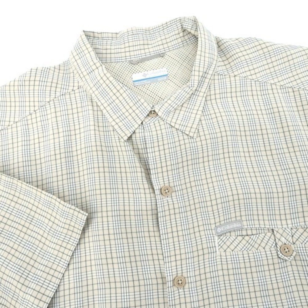 Columbia Plaid Ventilated Button Up Shirt Beige Short Sleeve Womens 1X